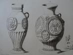 Drie prenten middeleeuwse drinkhoorn kannen Frans Buffa 1858, Verzenden