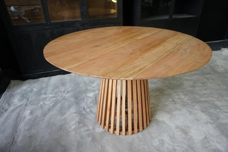 Eettafel Japandi Acacia Hout Rond 120cm, Huis en Inrichting, Tafels | Eettafels, Nieuw, 100 tot 150 cm, 100 tot 150 cm, Vier personen