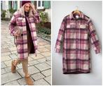 H&M - NIEUW / beige roze winterjas / mantel plaid / maat S, Kleding | Dames, Jassen | Winter, H&M, Verzenden, Nieuw, Roze