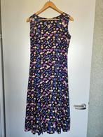 Vintage jurk bloemen, blauw maat 38 / M, Maat 38/40 (M), Blauw, Ophalen of Verzenden, Gedragen