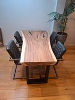 Unieke Suarhouten, epoxy eettafel. Industriële look z.g.a.n, Huis en Inrichting, Tafels | Eettafels, Ophalen, 200 cm of meer, 50 tot 100 cm