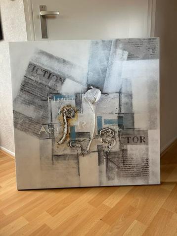 Richmond Mixed Media schilderij, lichtblauw/grijs/wit beschikbaar voor biedingen