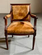 Chique lederen Louis XVI fauteuil- bureaustoel, Antiek en Kunst, Antiek | Meubels | Stoelen en Banken, Ophalen of Verzenden