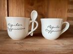 Riviera Maison cappuccino mokjes, Huis en Inrichting, Keuken | Servies, Ophalen, Zo goed als nieuw, Overige stijlen, Kop(pen) en/of Schotel(s)