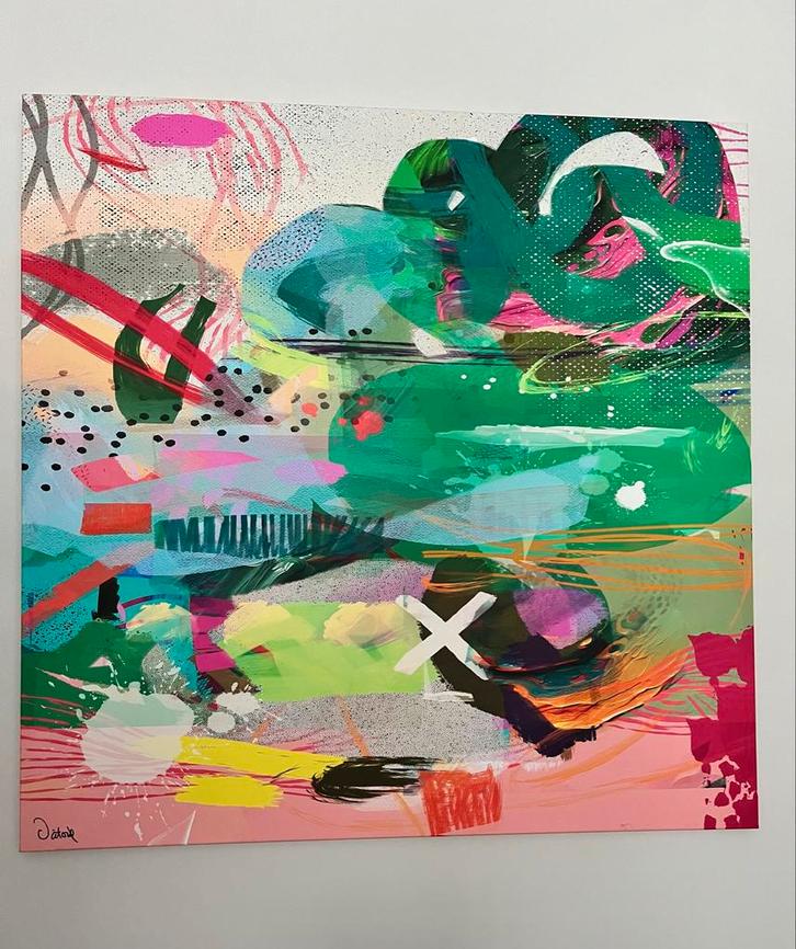 Kleurrijk Abstract Schilderij 100x100 cm - VictoriAtelier, Antiek en Kunst, Kunst | Schilderijen | Abstract, Ophalen