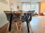 Industriële Eethoek eikenhout met 6 stoelen, Huis en Inrichting, Complete eetkamers, Ophalen, Zo goed als nieuw, Industrieel, 4 tot 6 stoelen