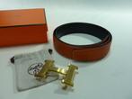 HERMES riem 38mm goud 95 dubbelzijdig oranje/zwart NIEUW, 95 tot 105 cm, Verzenden, Zwart, Nieuw