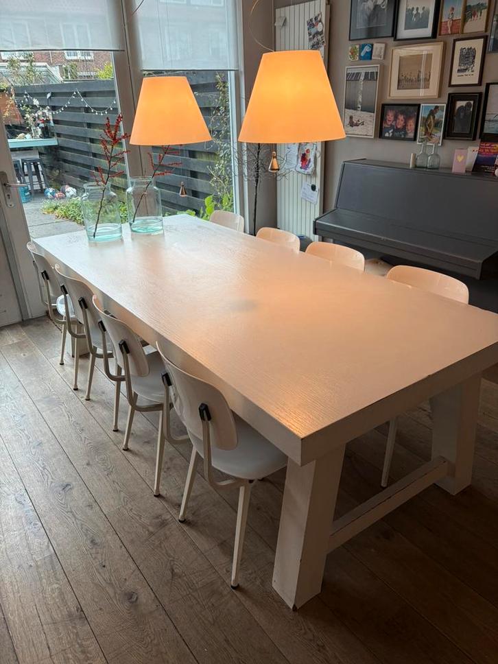 Witte eettafel Big Top 260 x 110, Huis en Inrichting, Tafels | Eettafels, Gebruikt, 100 tot 150 cm, 200 cm of meer, Vijf personen of meer