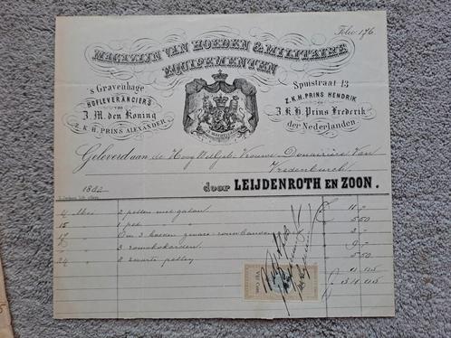 Originele rekening 1882 Den Haag Leijdenroth Militaire, Verzamelen, Militaria | Algemeen, Marine, Foto of Poster, Nederland, Ophalen of Verzenden