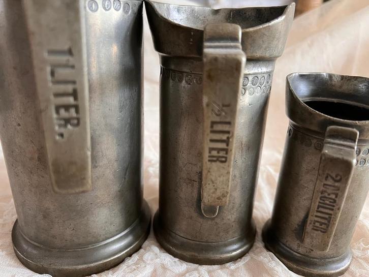 Antieke Tinnen Maatbekers - Set van 3, Antiek en Kunst, Antiek | Tin, Ophalen