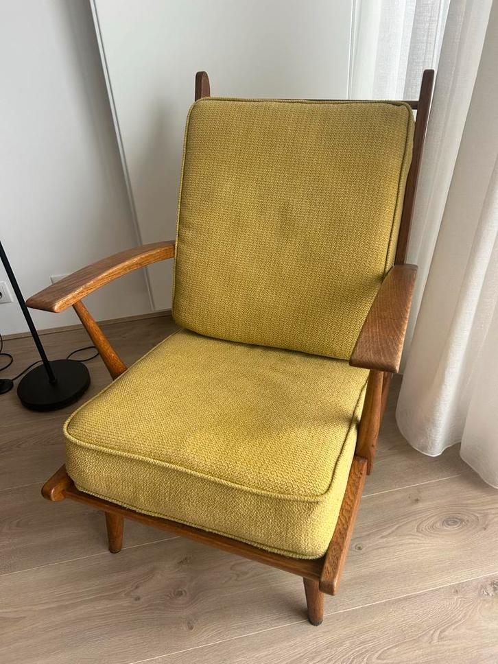 Retro Fauteuil Jaren 50, Huis en Inrichting, Fauteuils, Gebruikt, Hout, 50 tot 75 cm, 75 tot 100 cm, Ophalen