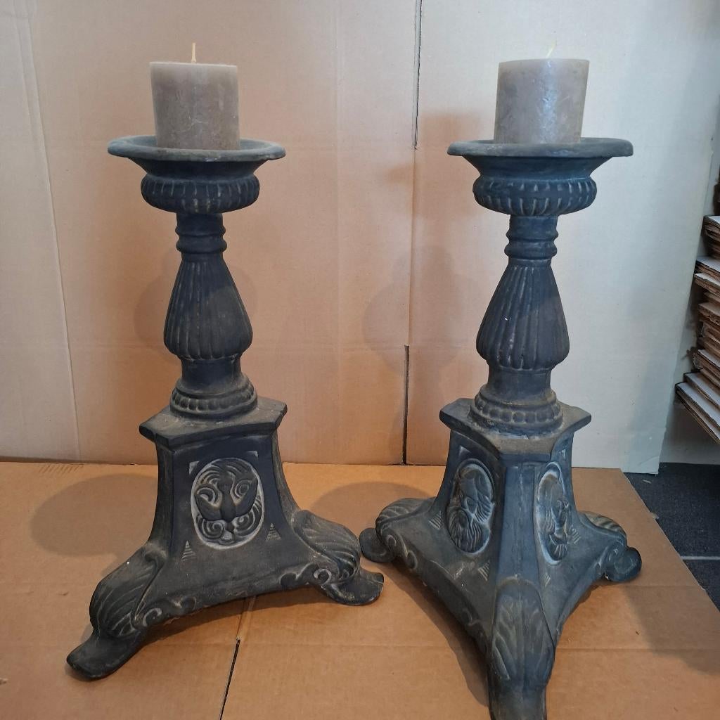 Kandelaar gietijzer, Gebruikt, 25 tot 50 cm, Ophalen of Verzenden, Metaal