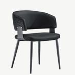 Eetkamer stoel zwart leer met zwarte poten en stikselpatroon, Ophalen, Zwart, Modern & stijlvol, Nieuw