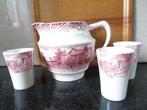 Melkkan en 3 Bekers Boerenhoeve rood, Ophalen of Verzenden