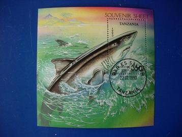 Tanzania 1993 Haaien (350/.) blok met 1 zegel beschikbaar voor biedingen
