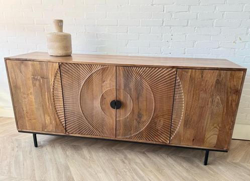 Magazijn leegverkoop dressoir Mangohout metaal zwart 180 cm, Huis en Inrichting, Kasten | Dressoirs, Nieuw, 150 tot 200 cm, 25 tot 50 cm