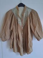 Lief taupe blouse met broderiedetails (valt als 44/46/xxl), Verzenden, Zo goed als nieuw, Bruin