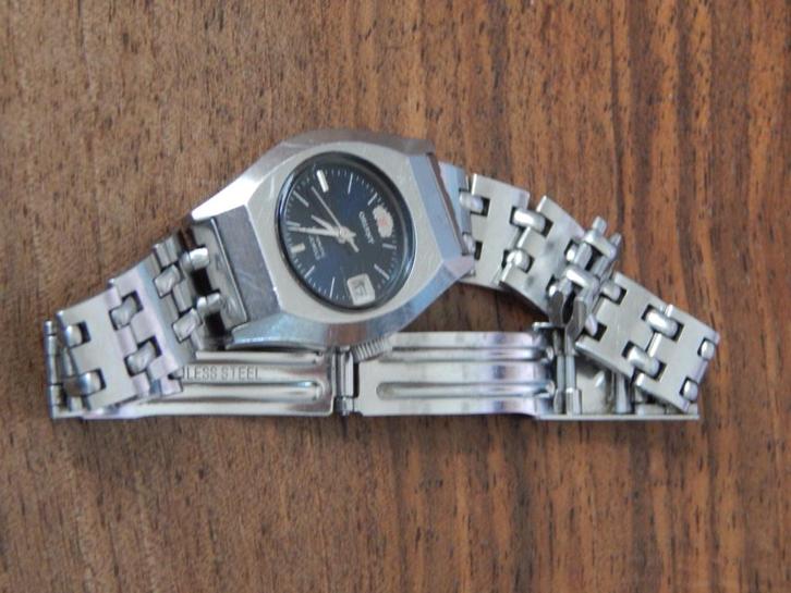 Oriënt automatisch vintage damespolshorloge met stalen band, Sieraden, Tassen en Uiterlijk, Horloges | Dames, Gebruikt, Overige merken