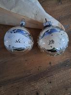 2 kerstballen vintage,brocant prettige kerstdagen, Ophalen of Verzenden