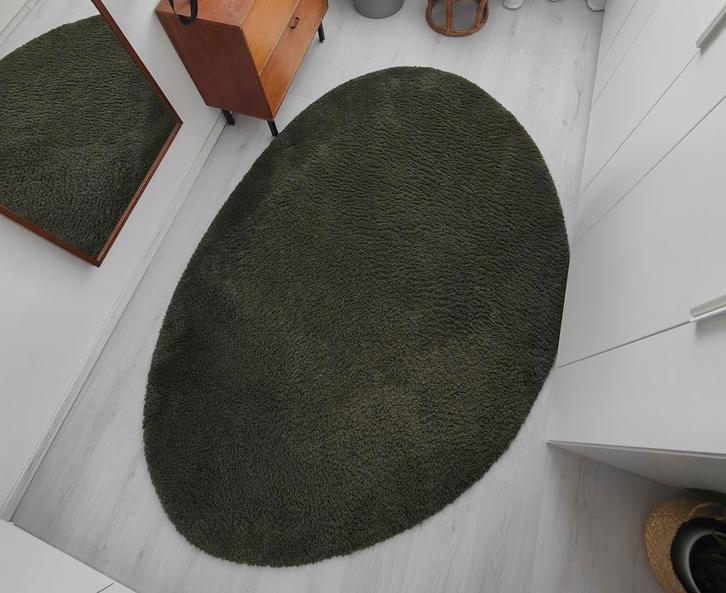 Organische vorm vloerkleed donker groen/grijs, Huis en Inrichting, Stoffering | Tapijten en Kleden, Zo goed als nieuw, 200 cm of meer