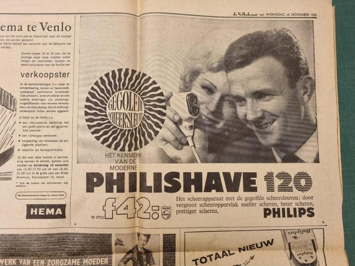 Advertentie Philishave 120, scheerapparaat Philips (1961), Verzamelen, Tijdschriften, Kranten en Knipsels, Knipsel(s), 1960 tot 1980