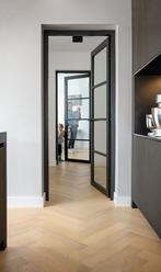 Zwarte binnendeur met glas staallook, Niet ingevuld, 80 tot 100 cm, Binnendeur, Niet ingevuld