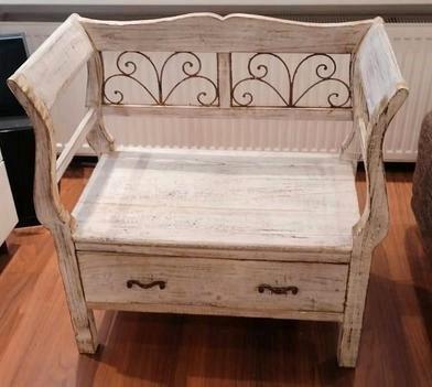 Houten Bankje met Lade - Hal, Slaapkamer, Kinderkamer, Antiek en Kunst, Antiek | Meubels | Stoelen en Banken, Ophalen of Verzenden