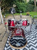 Drumstel rood metallic van Premier met bekkens van Istanbul., Ophalen, Gebruikt, Premier