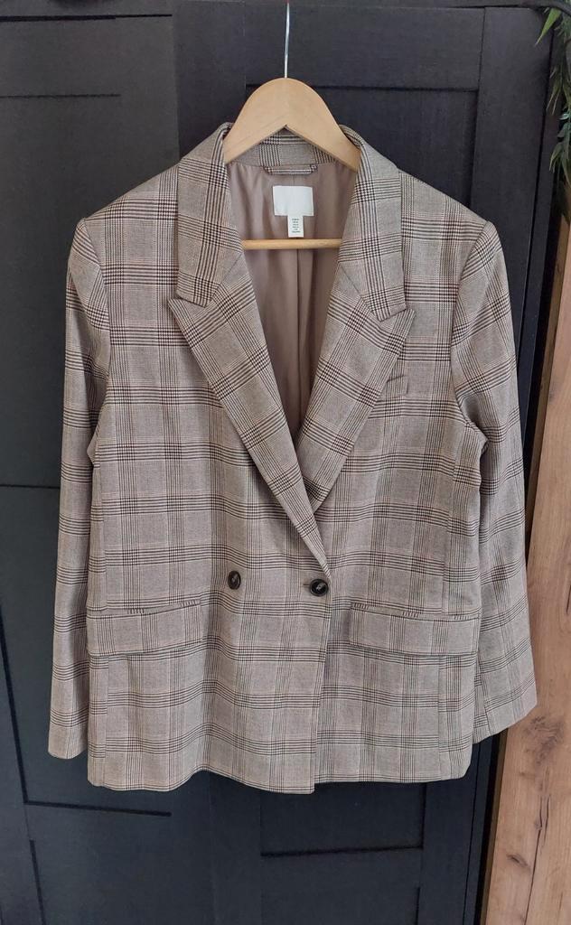 H&M Blazer beige ruit S/M🙂, Kleding | Dames, Jasjes, Kostuums en Pakken, Nieuw, Jasje, Maat 36 (S), Beige, Ophalen of Verzenden