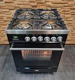 Luxe Fornuis Boretti 60cm hoogglans zwart + rvs 4 pits, Zo goed als nieuw, Energieklasse A of zuiniger, Gas, 90 tot 95 cm