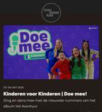 2 1ste rij kaartjes kinderen voor kinderen doe mee !, Twee personen, Oktober