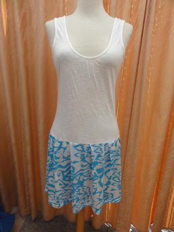 ESS COLLECTION wit/blauwe stretch jurk - maat XS