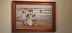 Te koop: mooi schilderij meisjes op het strand van P.Winkel, Ophalen of Verzenden