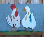 Hippe kippen, Ophalen, 50 tot 75 cm, Schilderij, 50 tot 75 cm