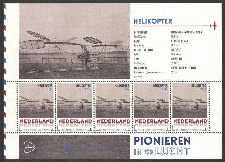 Pionieren in de Luchtvaart: Helikopter, Postzegels en Munten, Postzegels | Nederland, Postfris, Na 1940, Ophalen of Verzenden