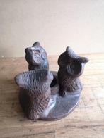 Vintage kandelaar met drie uiltjes, Overige materialen, Bruin, Ophalen of Verzenden, Zo goed als nieuw