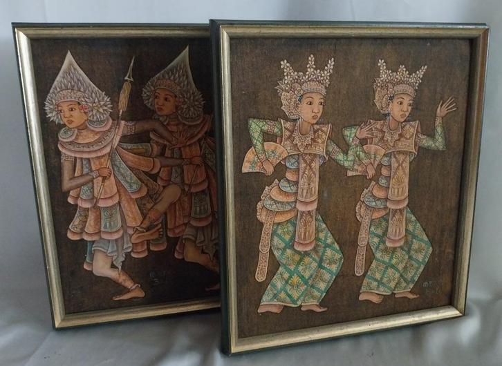 IB Putra (XXe) - Balinese danseressen - 1970, Antiek en Kunst, Kunst | Schilderijen | Klassiek, Ophalen of Verzenden