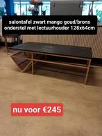 Nieuwe salontafel zwart mango goud brons met lectuurhouder, Ophalen, ., Nieuw, .