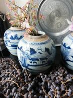 Set van 3 decoratieve antieke gemberpotten, Antiek en Kunst, Antiek | Vazen, Ophalen of Verzenden