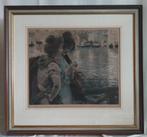 A.H. Schram (1864-1919) - 2 vrouwen aan het kanaal - 1899, Ophalen of Verzenden