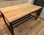 Mooie Teak tafel met metalen onderstel, Ophalen, 50 tot 100 cm, Zo goed als nieuw, 150 tot 200 cm