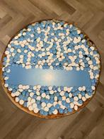 Geboortebord Jongen - Ø120cm - Hard Kunststof, Ophalen, 100 tot 150 cm, Wit, Rond