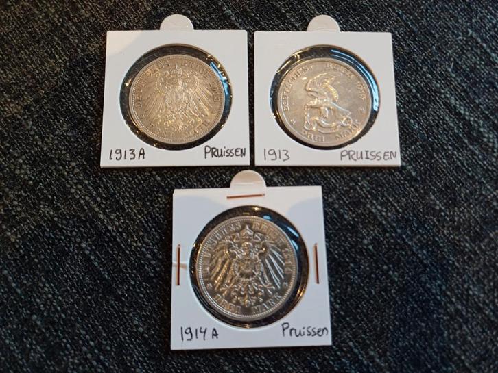 Set 3 Stuks 3 Mark Pruisen Commemoratives Duitsland Zilver, Postzegels en Munten, Munten | Europa | Niet-Euromunten, Setje, Duitsland