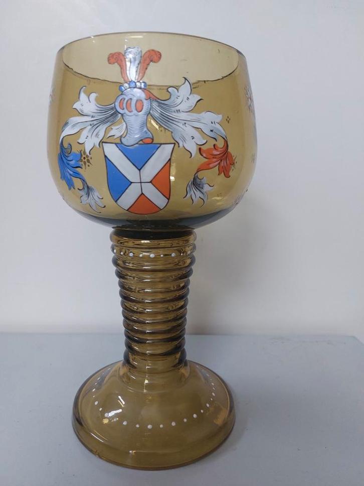Antiek glas met familiewapen, Antiek en Kunst, Antiek | Glas en Kristal, Ophalen of Verzenden