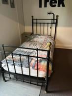 2 identieke Brocante metalen spijlen eenpersoonsbed tweeling, Huis en Inrichting, Slaapkamer | Bedden, Ophalen, 90 cm, Eenpersoons