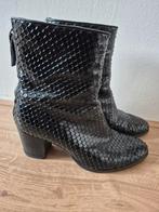 Sch147 - Zwarte leren Ecco laarzen maat 40 (1), Kleding | Dames, Schoenen, Ophalen of Verzenden, Zo goed als nieuw, Zwart, Lage of Enkellaarzen