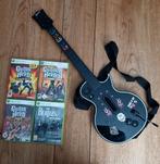 Xbox 360 Gitaar + 4 Guitar Hero Games, Spelcomputers en Games, Games | Xbox 360, Vanaf 12 jaar, Muziek, Zo goed als nieuw, Ophalen