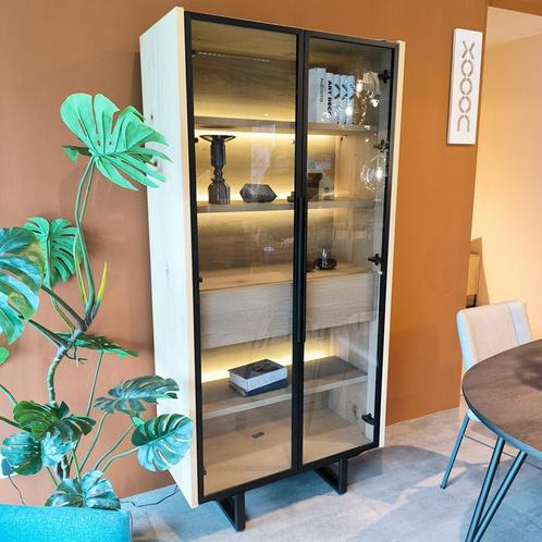NIEUW: Xooon Vitrinekast Modali 96 Cm Natural, Huis en Inrichting, Kasten | Vitrinekasten, Nieuw, Minder dan 100 cm, 50 tot 100 cm
