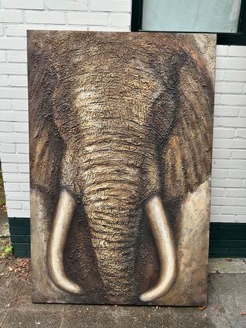 Olifant Schilderij met Reliëf 100x150cm beschikbaar voor biedingen