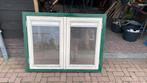 Hardhouten kozijn met openslaande ramen, Doe-het-zelf en Verbouw, Kozijnen en Schuifpuien, Raamkozijn, Inclusief glas, 75 tot 150 cm